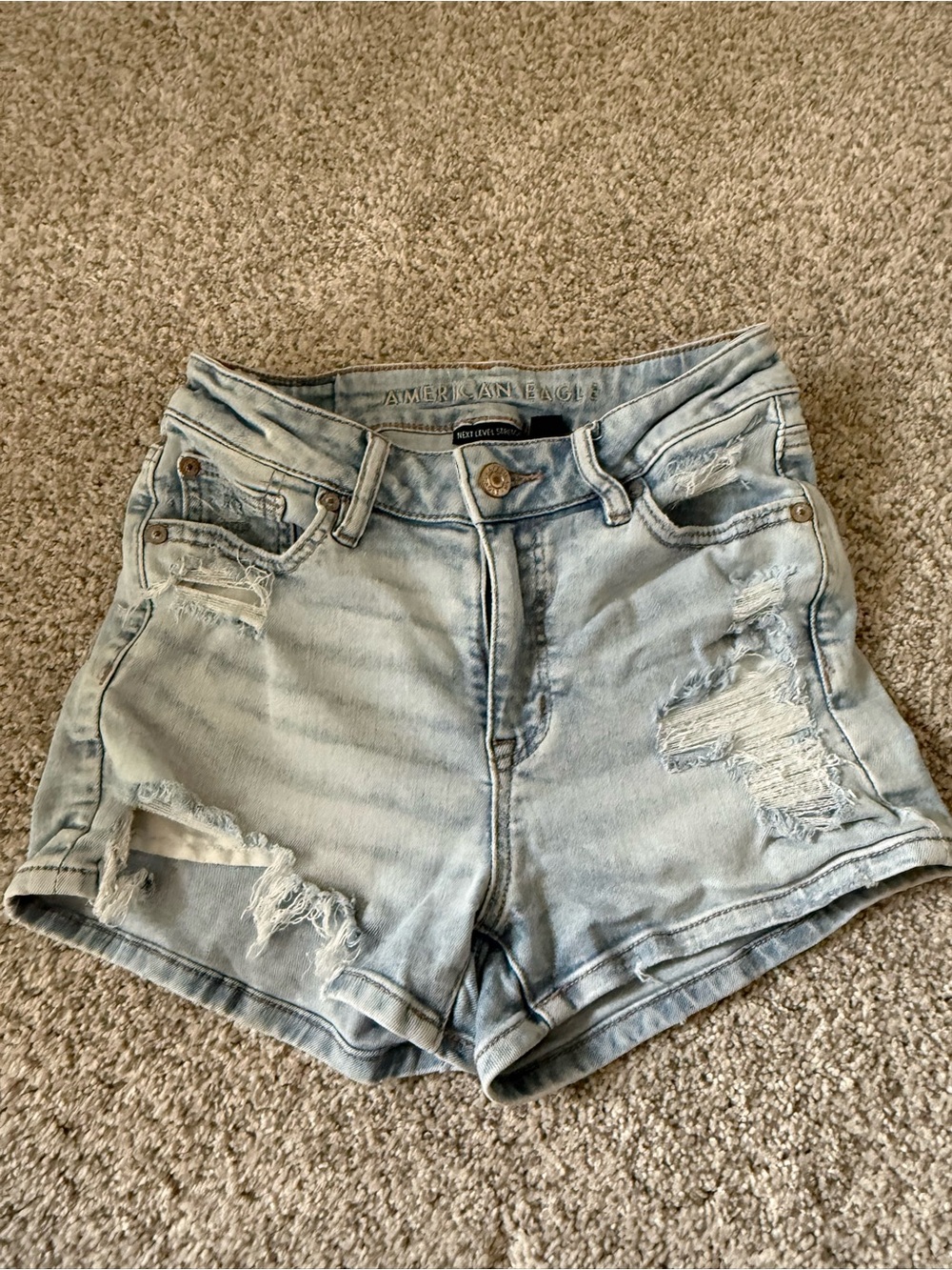 American Eagle Outfitters Light Wash Distressed Denim Shorts
